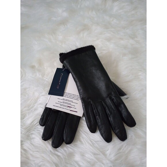 Charter Club Touch Screen Technology Leather Gloves Cashmere Blend Lining Sz L - Picture 1 of 8